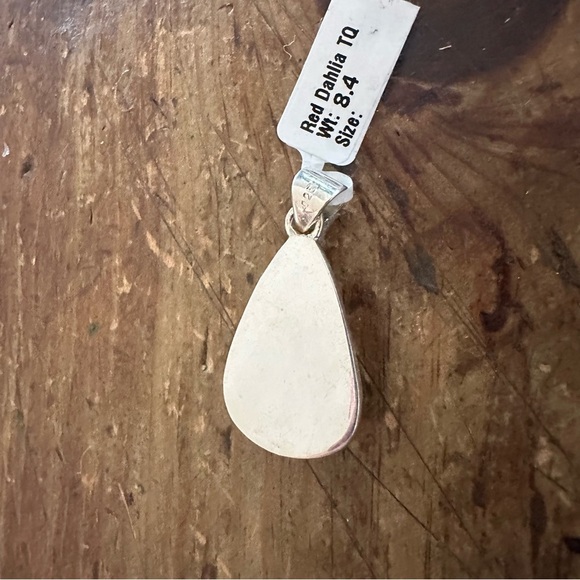 Brand New Sterling Silver 925 Red Rose Dahlia Teardrop Pendant Necklace - Picture 7 of 7